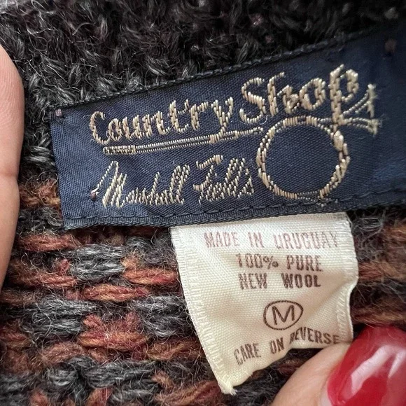 Vtg Marshall Fields Country Shop Wool Mens Sz M Chunky Grandpa Cardigan Sweater - Picture 12 of 15